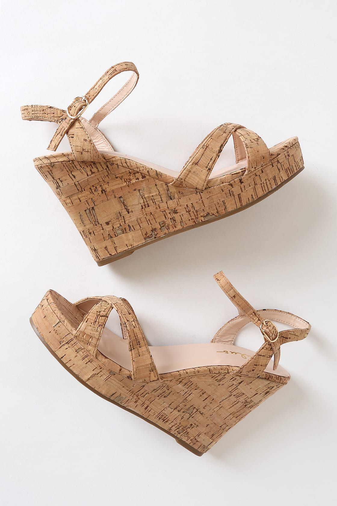 cork ankle strap wedges