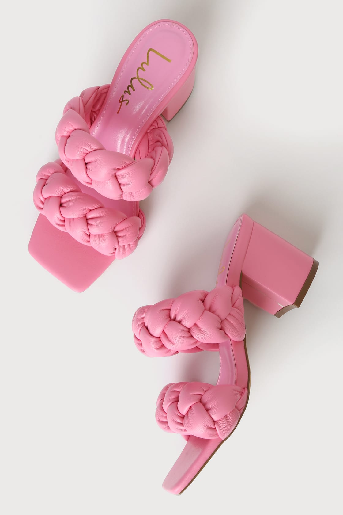 pink woven high heel sandals