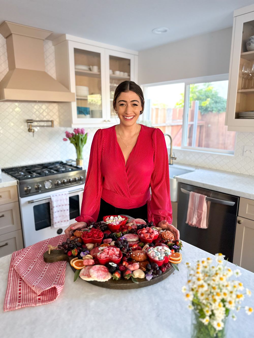 berry pink plisse long sleeve wrap top