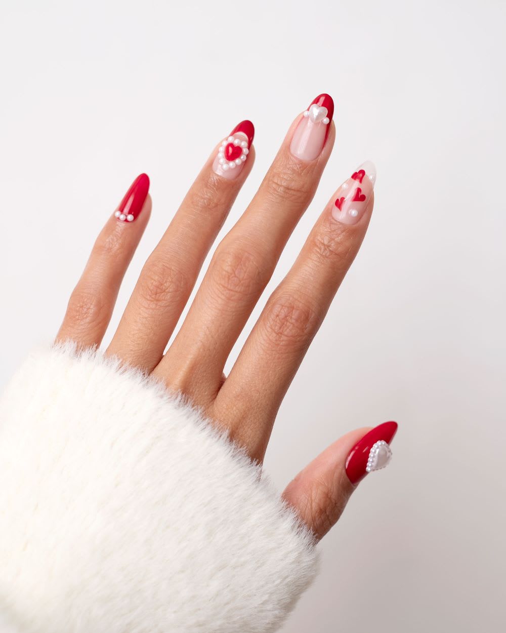 Try This Heart Nail Art With Pearls For V-Day -  Fashion Blog