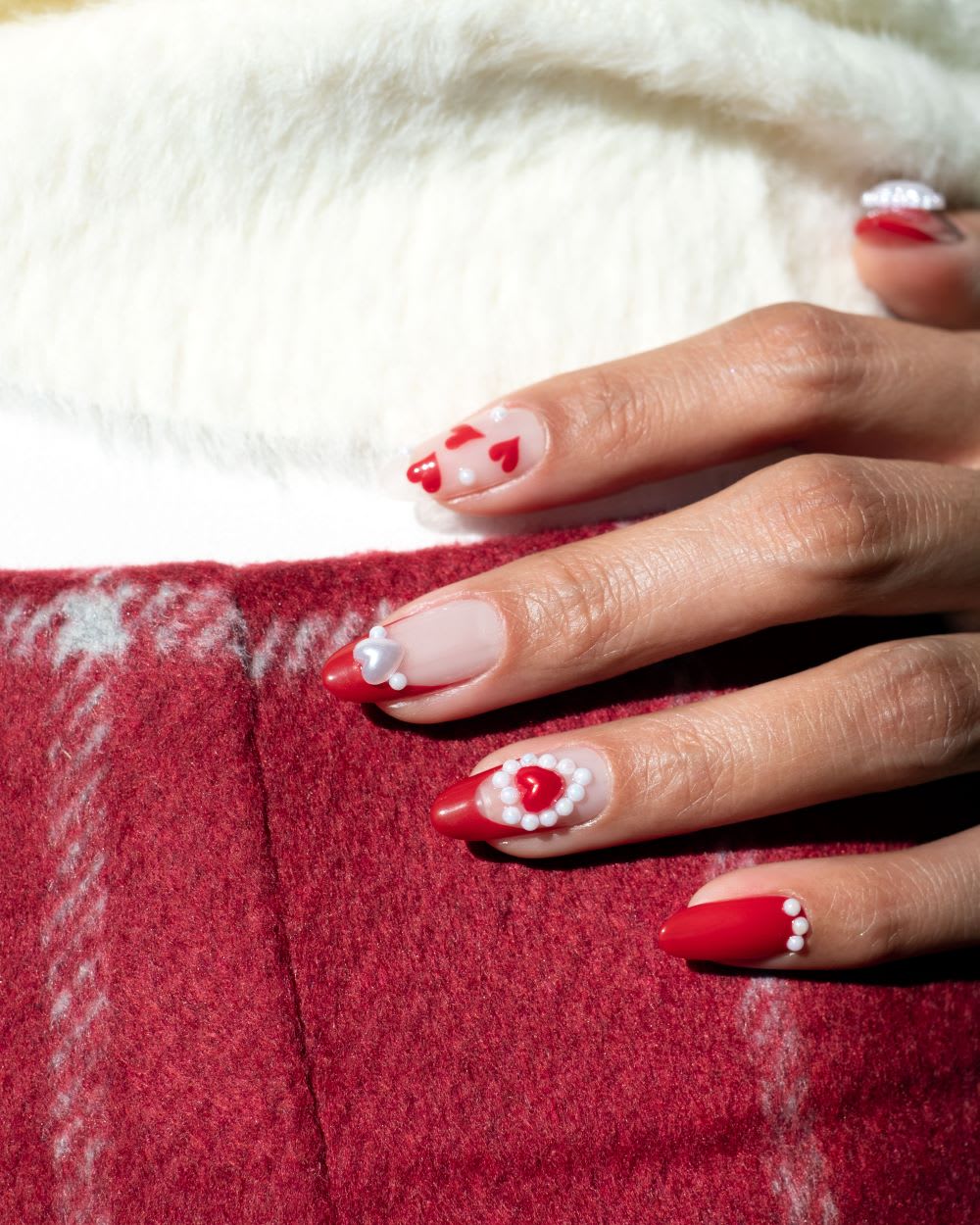 Try This Heart Nail Art With Pearls For V-Day -  Fashion Blog