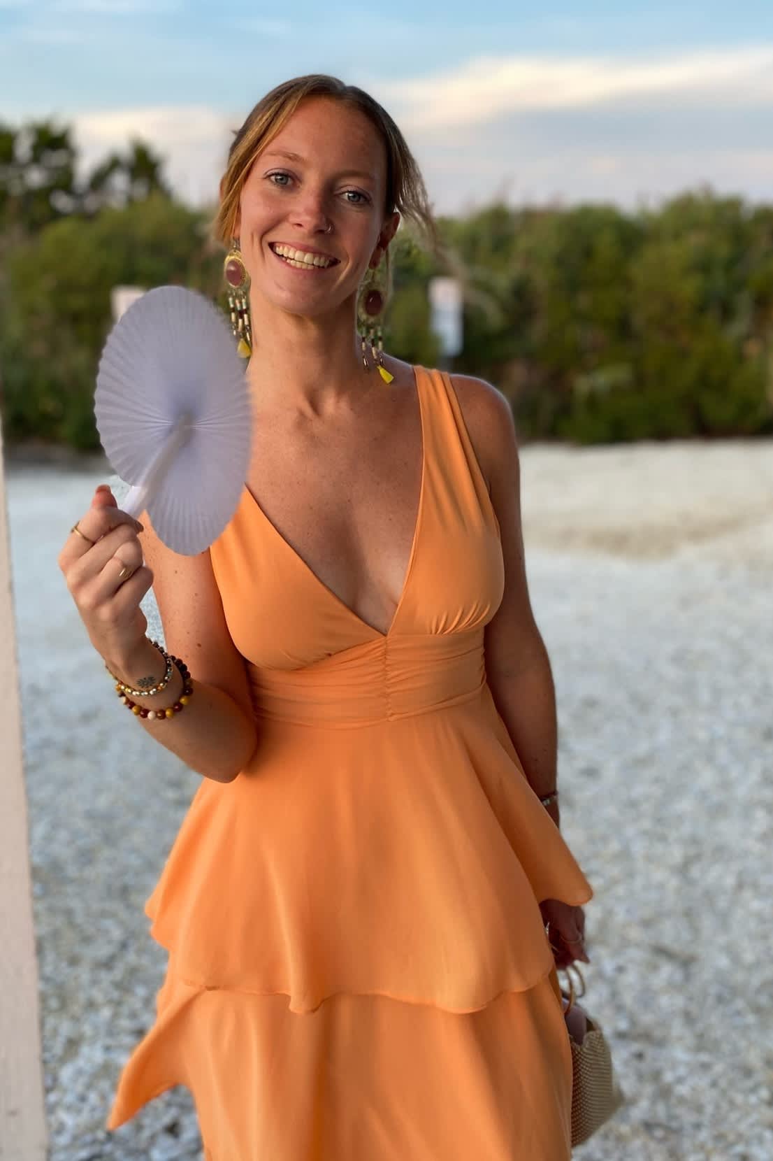 orange tiered bridesmaid dress