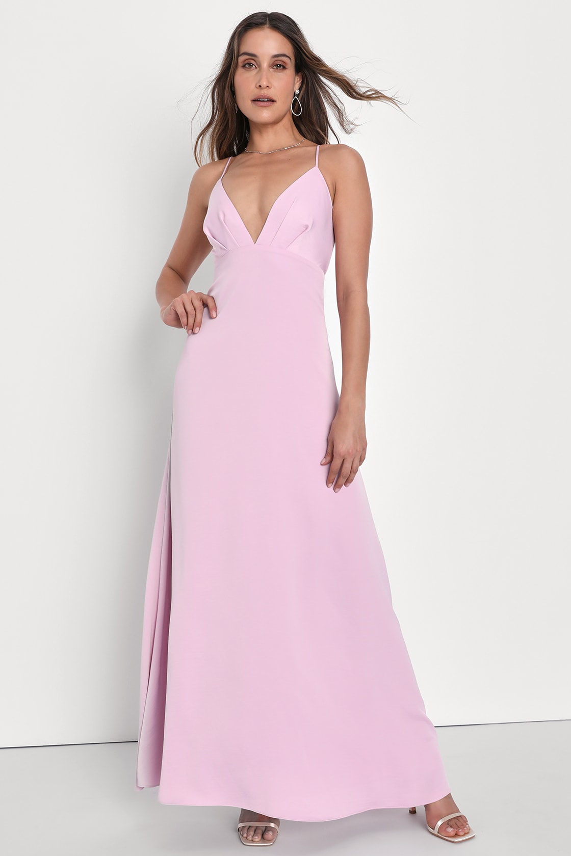 light pink satin maxi dress