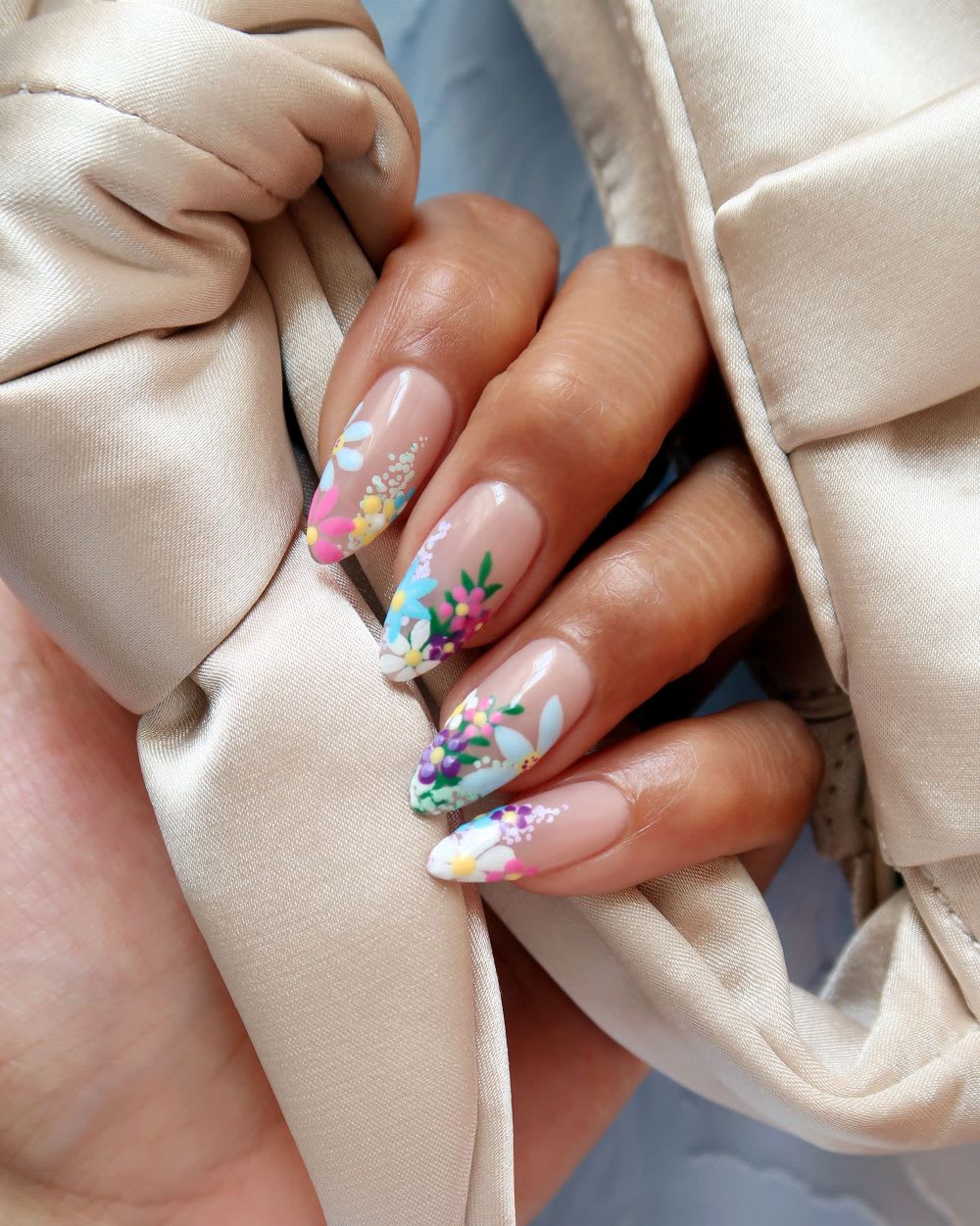 Spring Nail Idea: French Tips With Flowers -  Fashion Blog