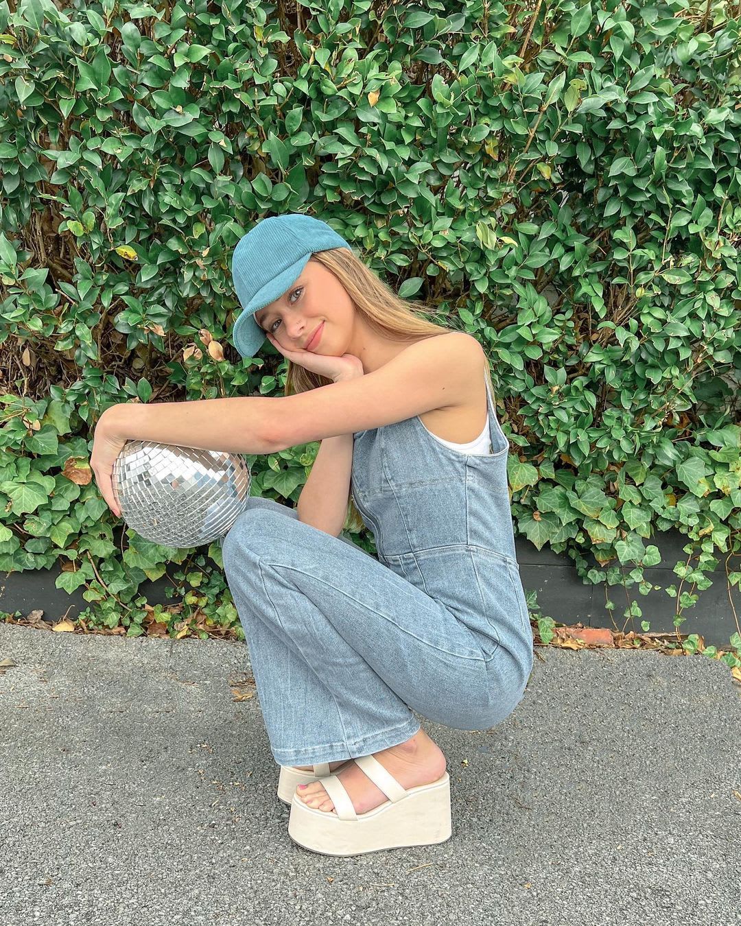 denim zip front jumpsuit
