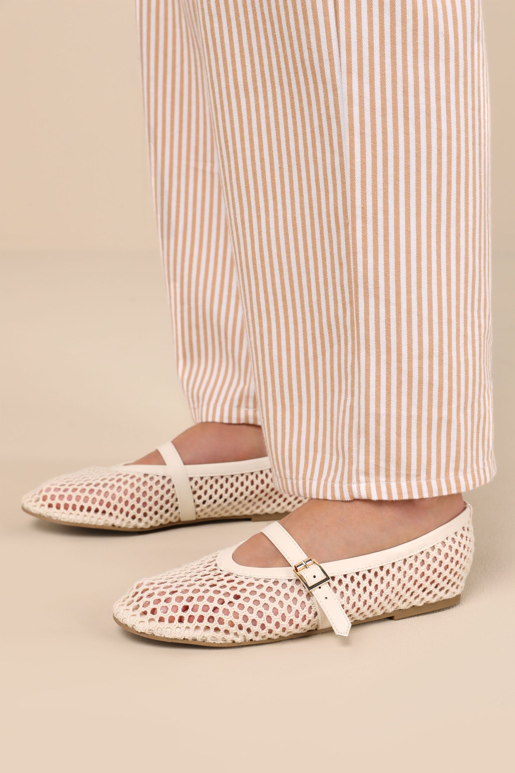 raffia netted ballet flats