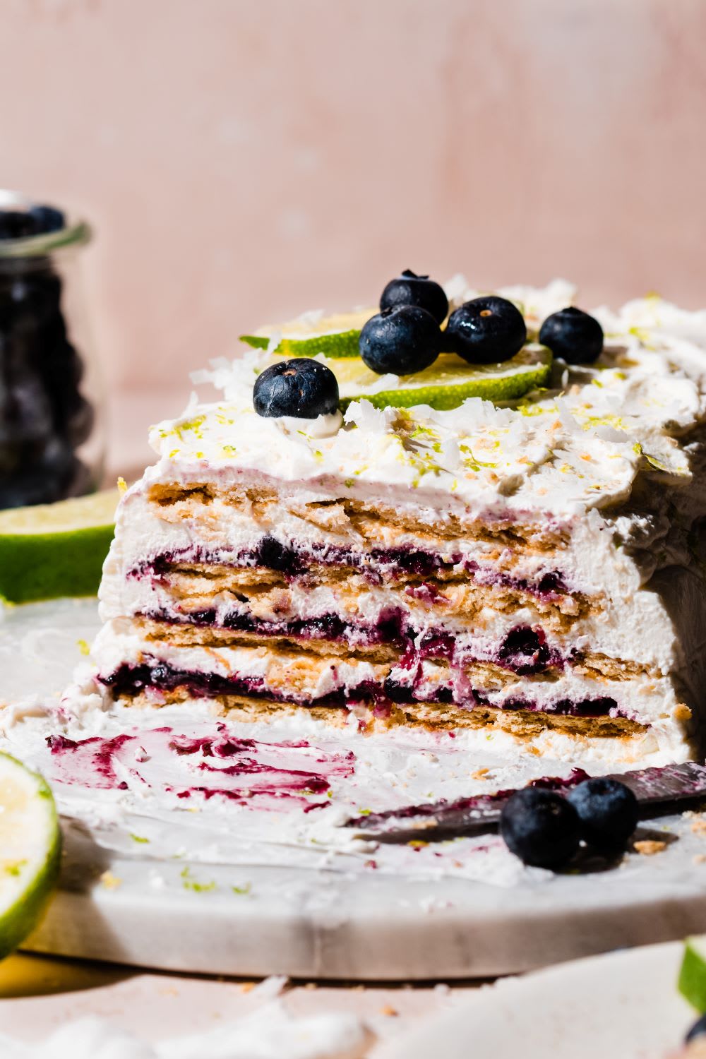 The Easiest Blueberry Lime Coconut Icebox Cake Recipe