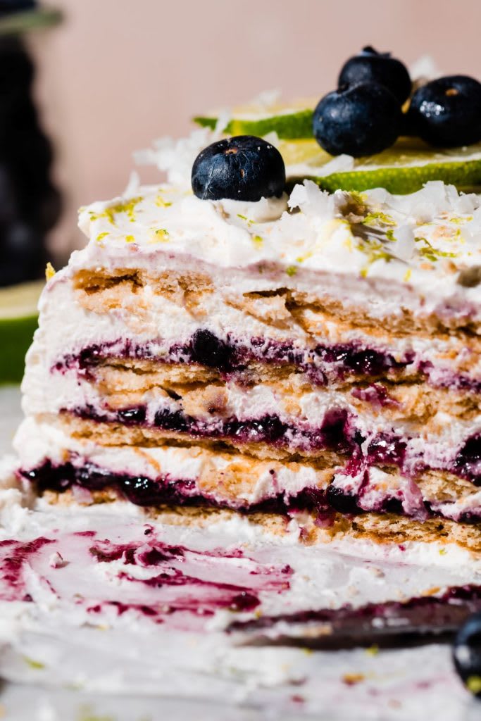 The Easiest Blueberry Lime Coconut Icebox Cake Recipe