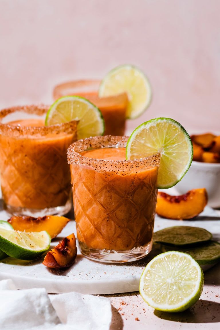 Peach Frozen Margarita With Spicy Rims Recipe Fashion Blog
