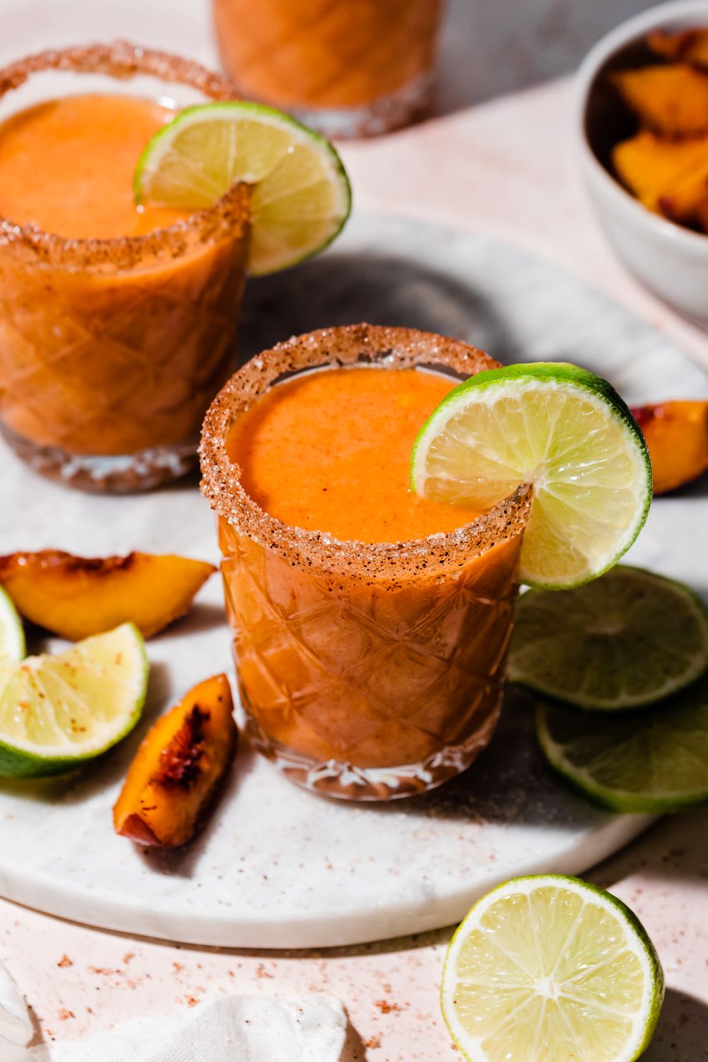 Peach Frozen Margarita With Spicy Rims Recipe Fashion Blog