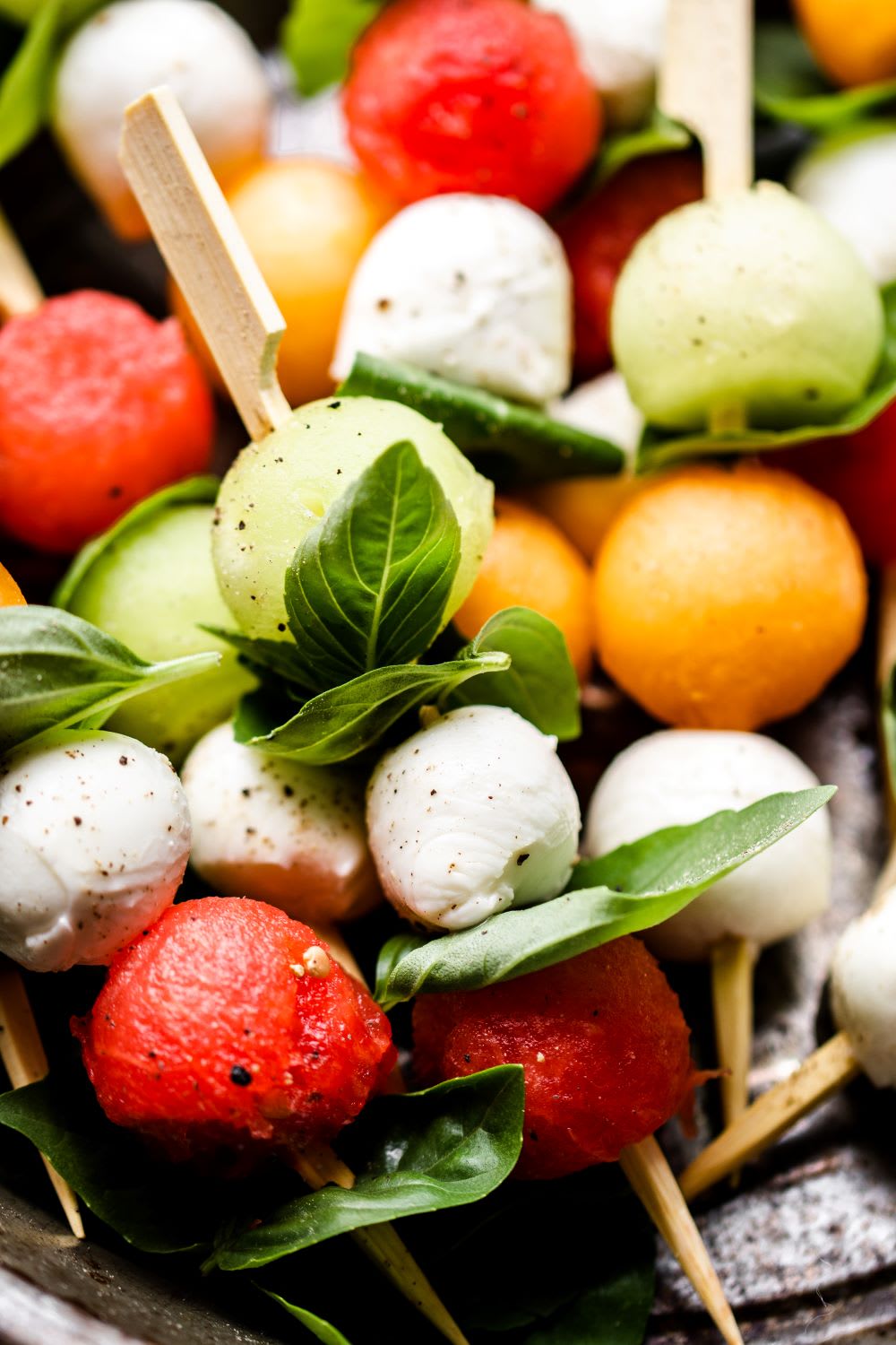 melon caprese skewers