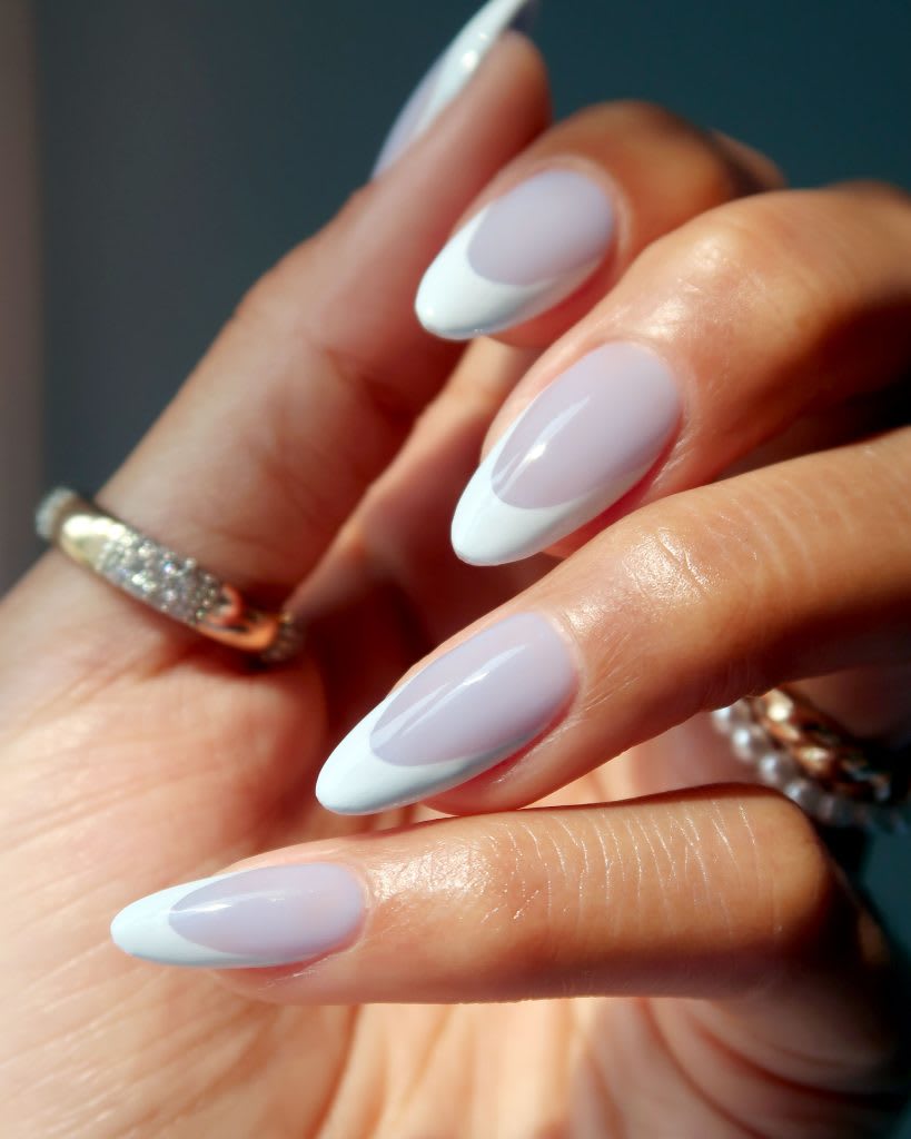 Try The Blueberry Milk Nails Trend With Light Blue French Tips Lulus