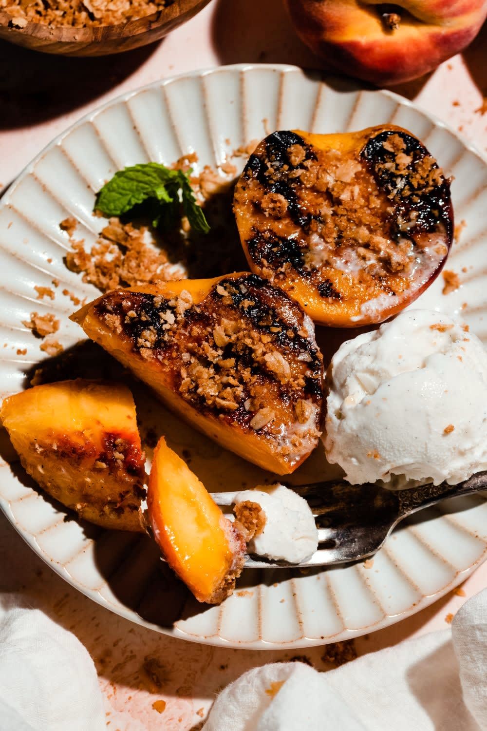 grilled peaches and ice cream