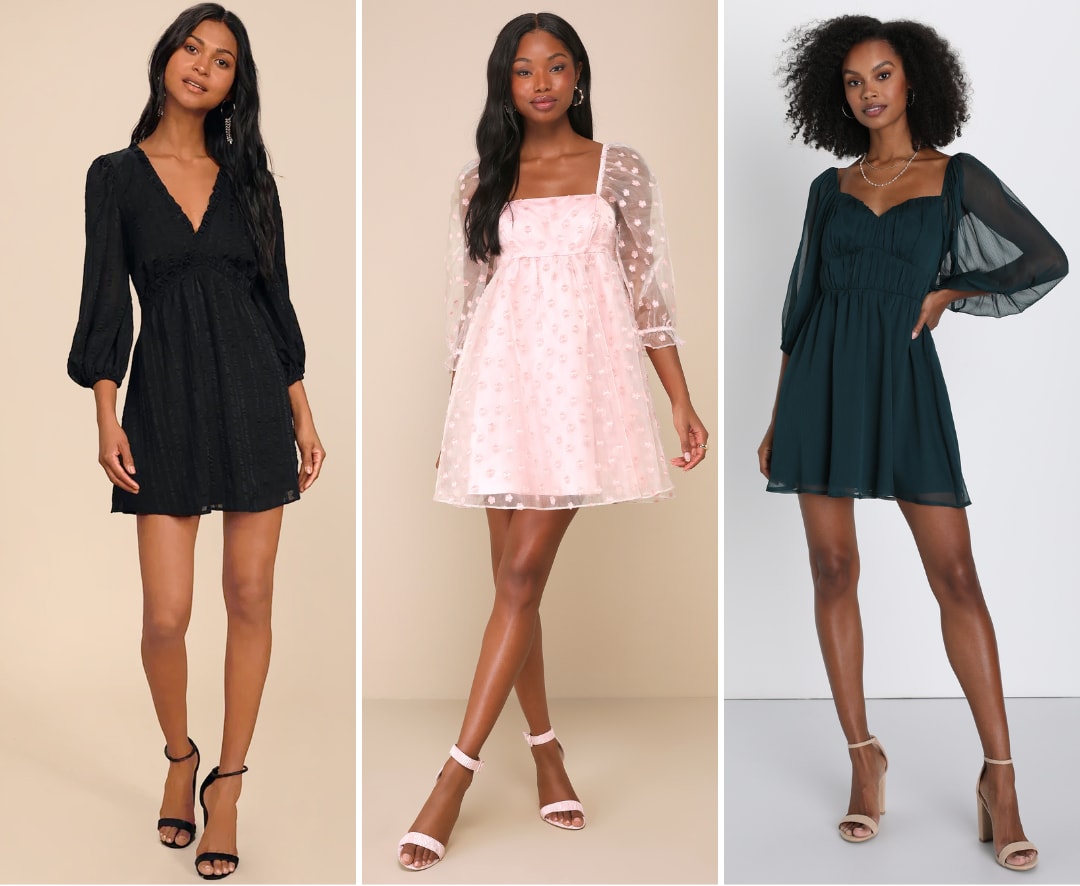 three quarter sleeve wedding guest dresses