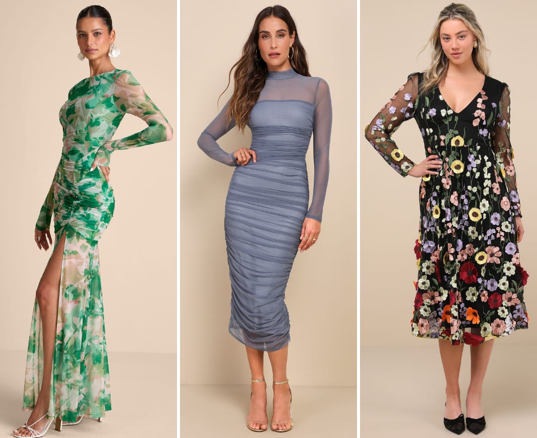 long sleeve wedding guest dresses