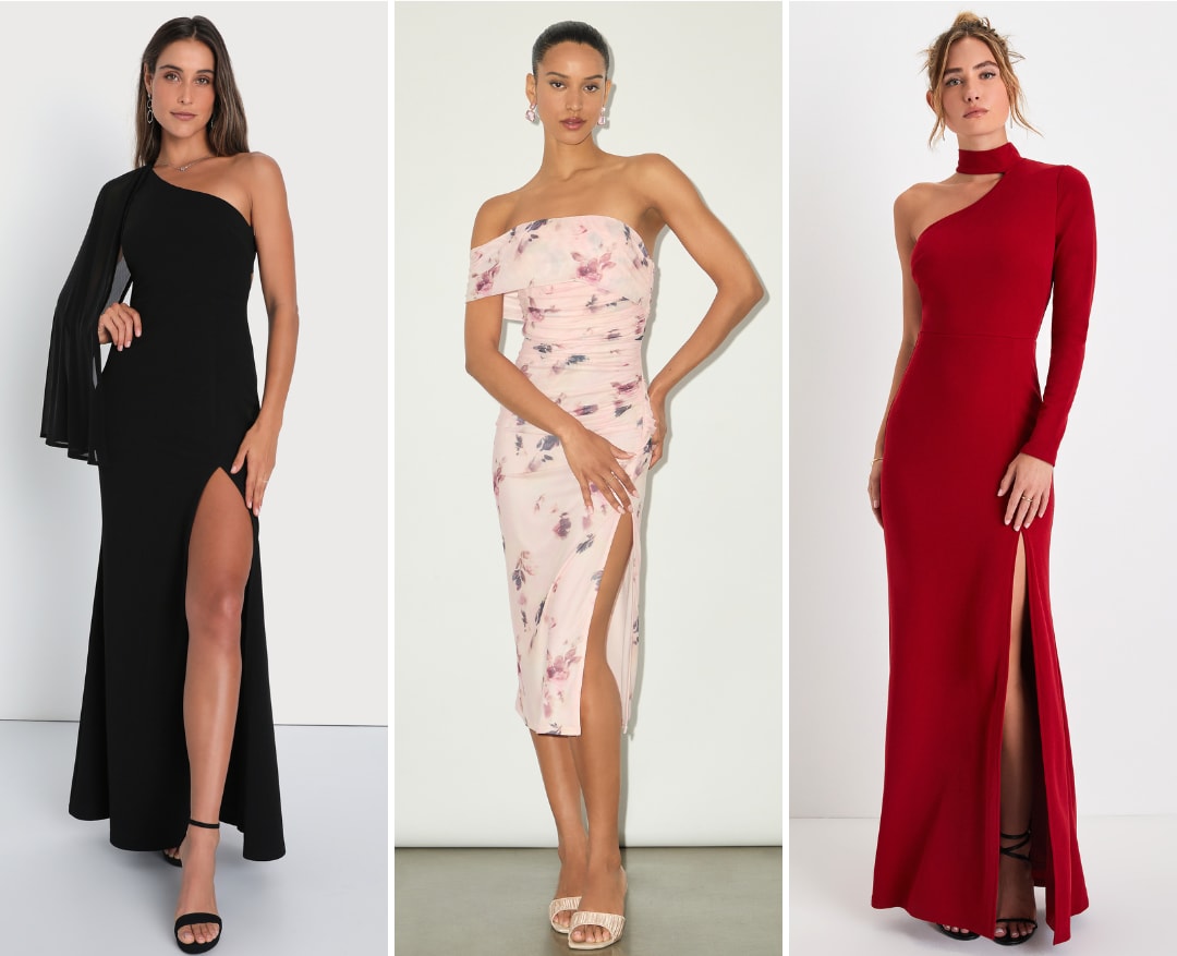 one shoulder wedding guest dresses
