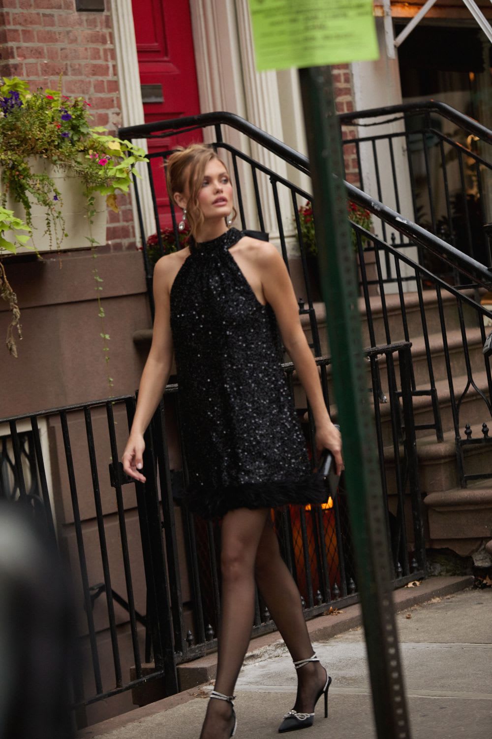 feather sequin dress