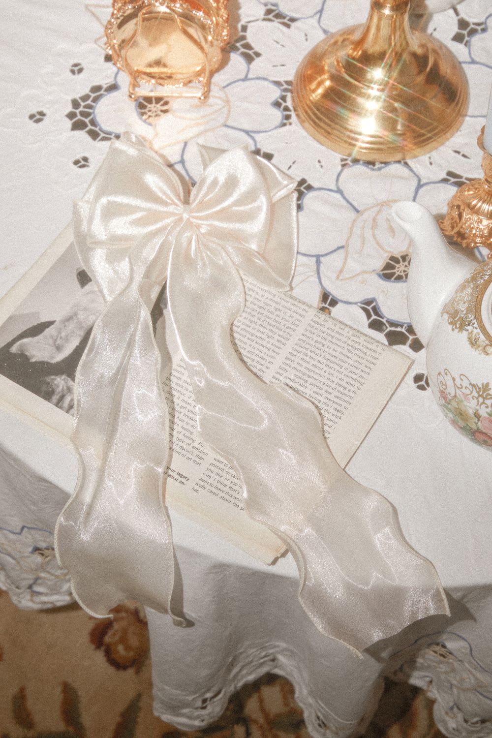 ivory oversized double bow barrette