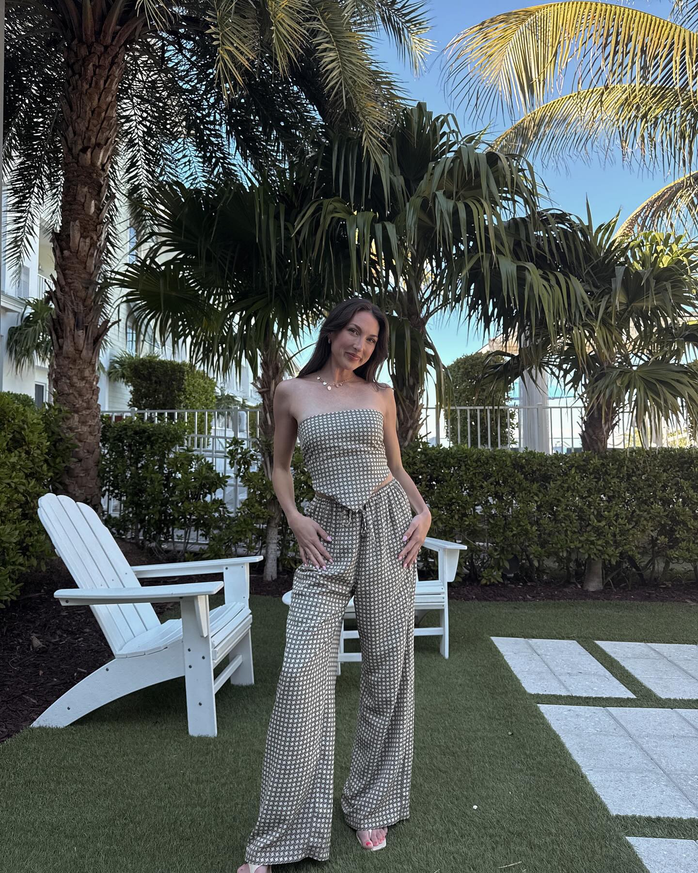 handkerchief top and wide leg pants set