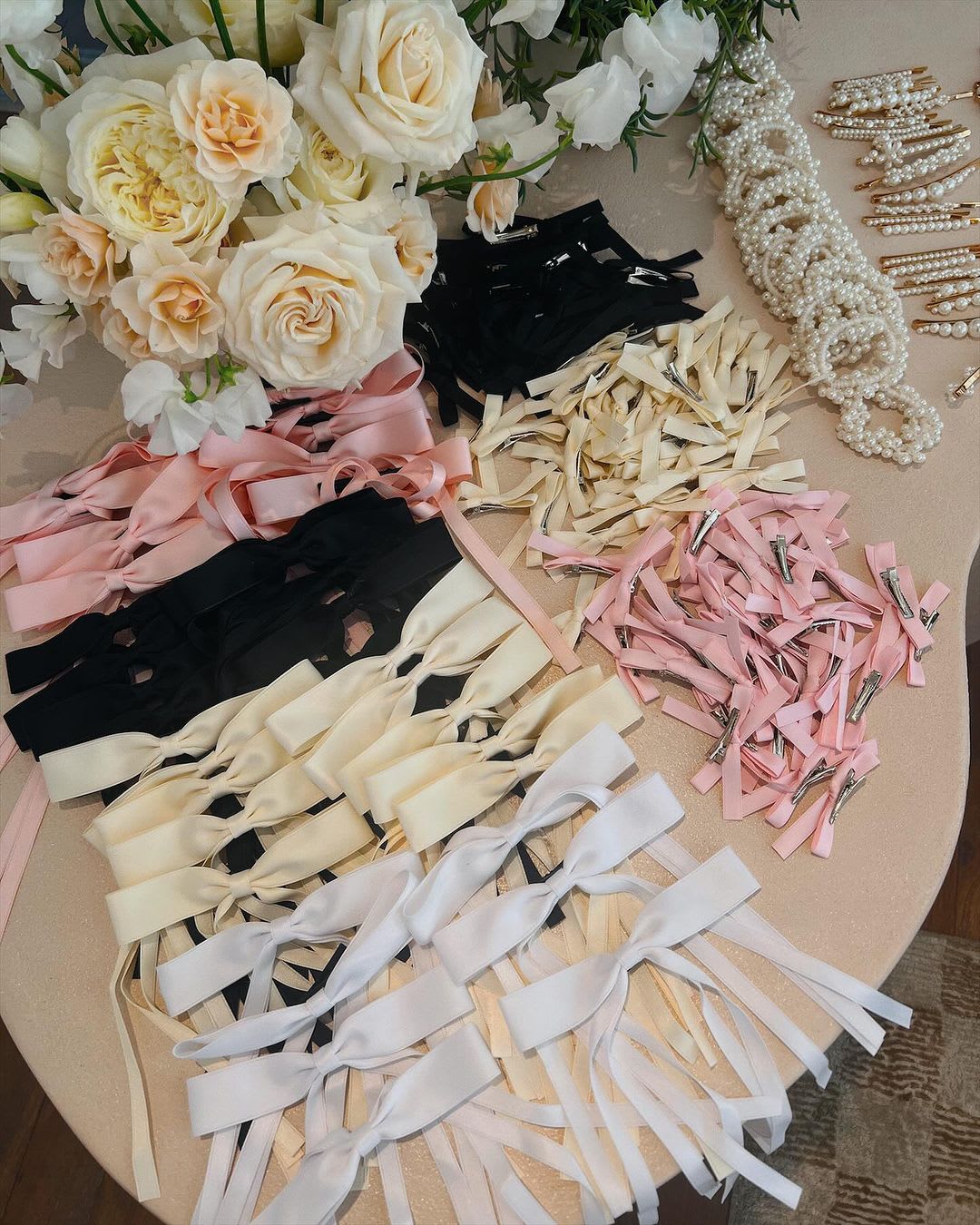 pearl hair bows 