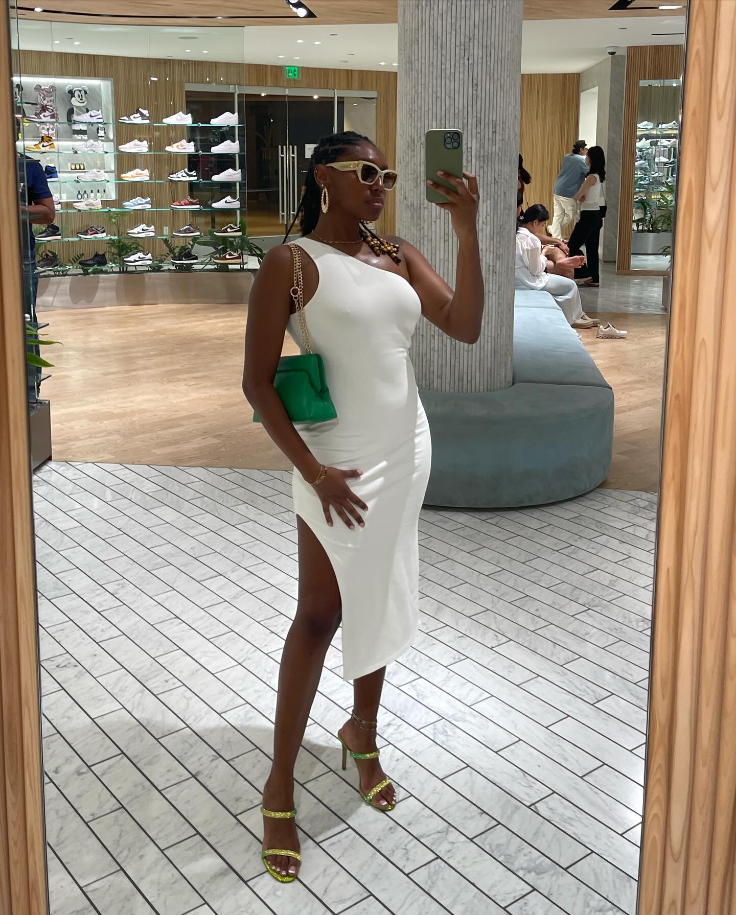 white one shoulder cutout midi bodycon dress