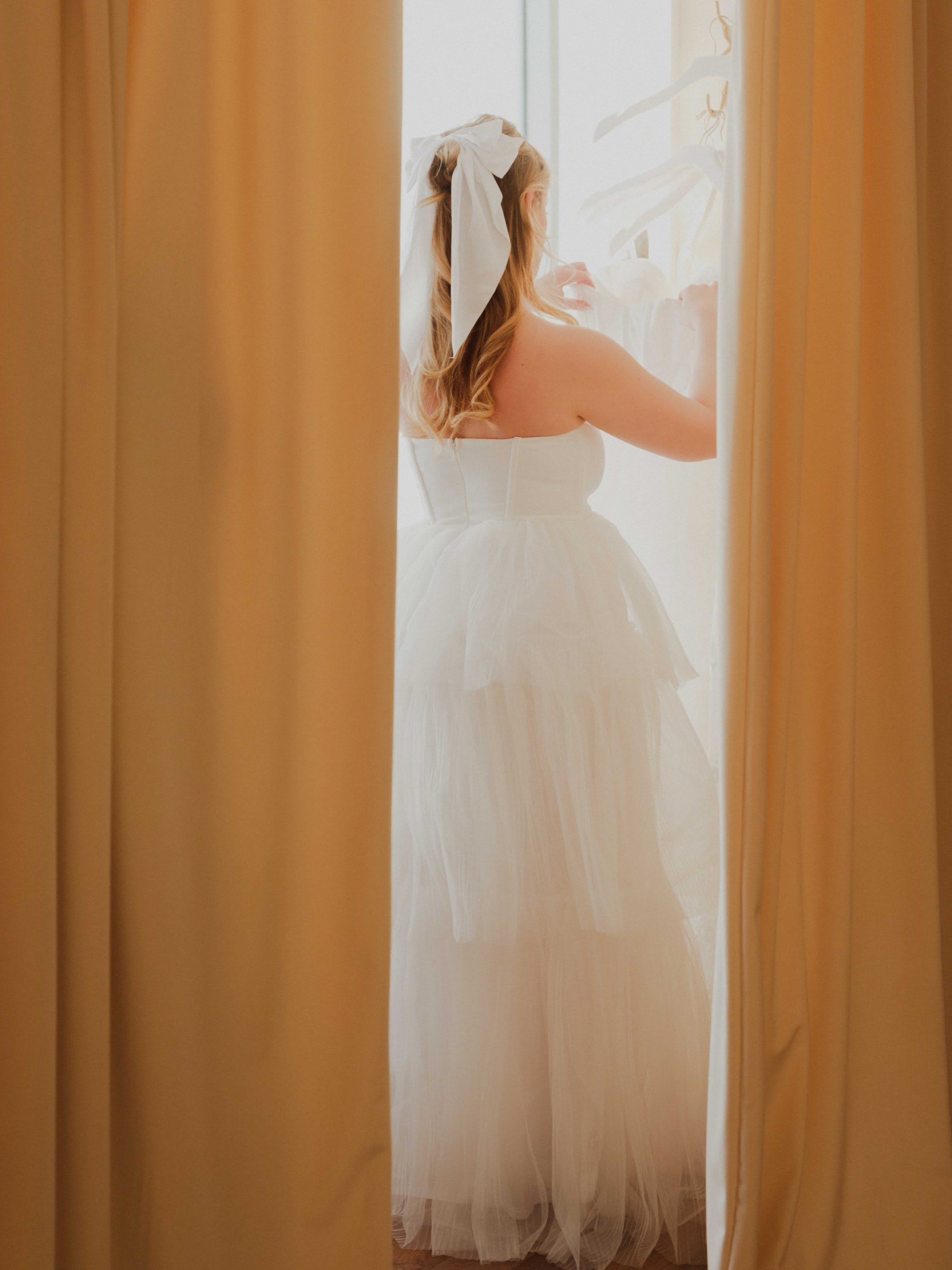 tulle tiered strapless maxi dress