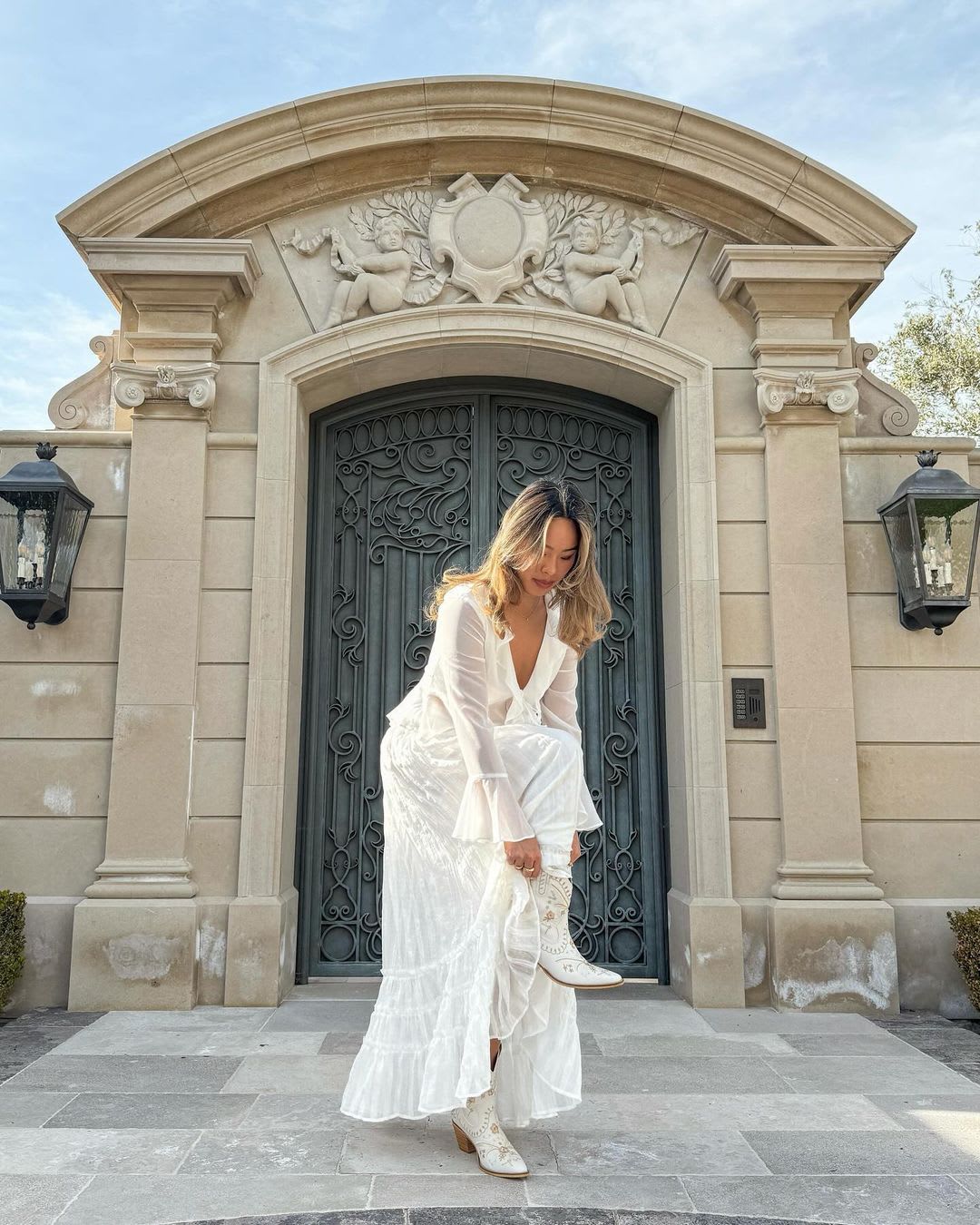 all white western boots outfit