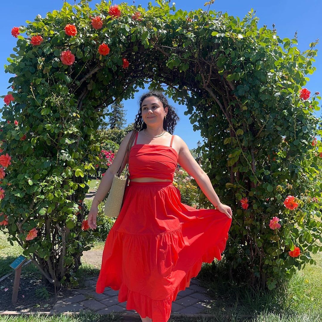 red cotton crop top set