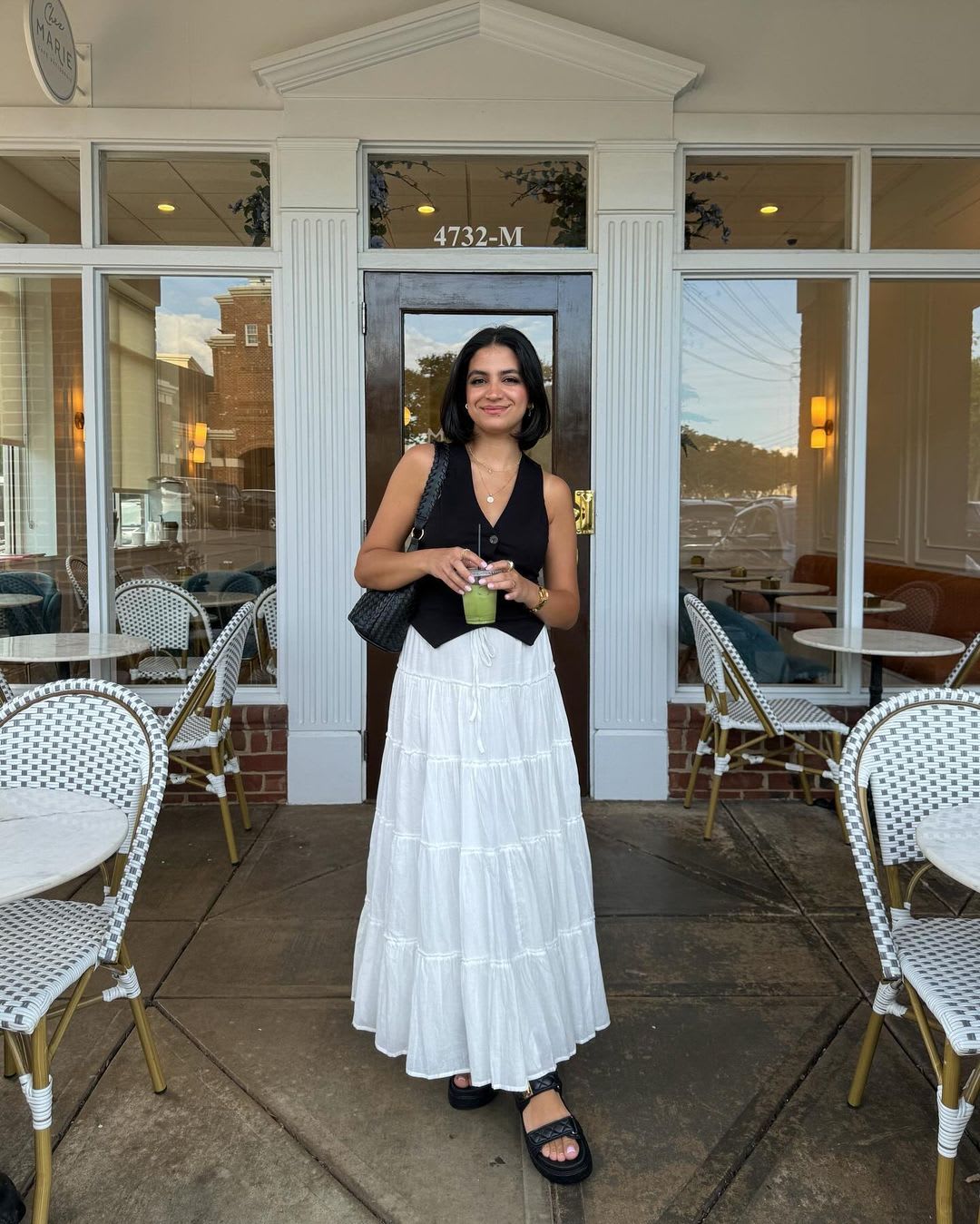 white gauzy tiered drawstring maxi skirt