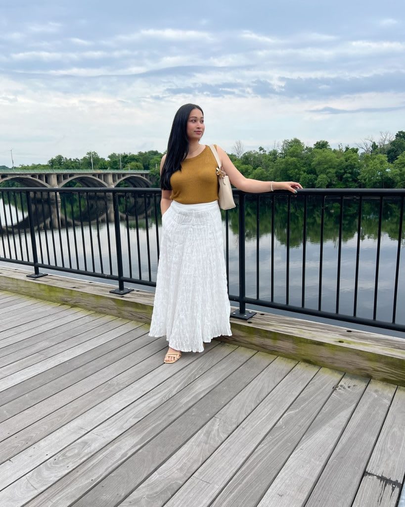 Latest Fashion Long Sleeve White Dress With Skirt Set
