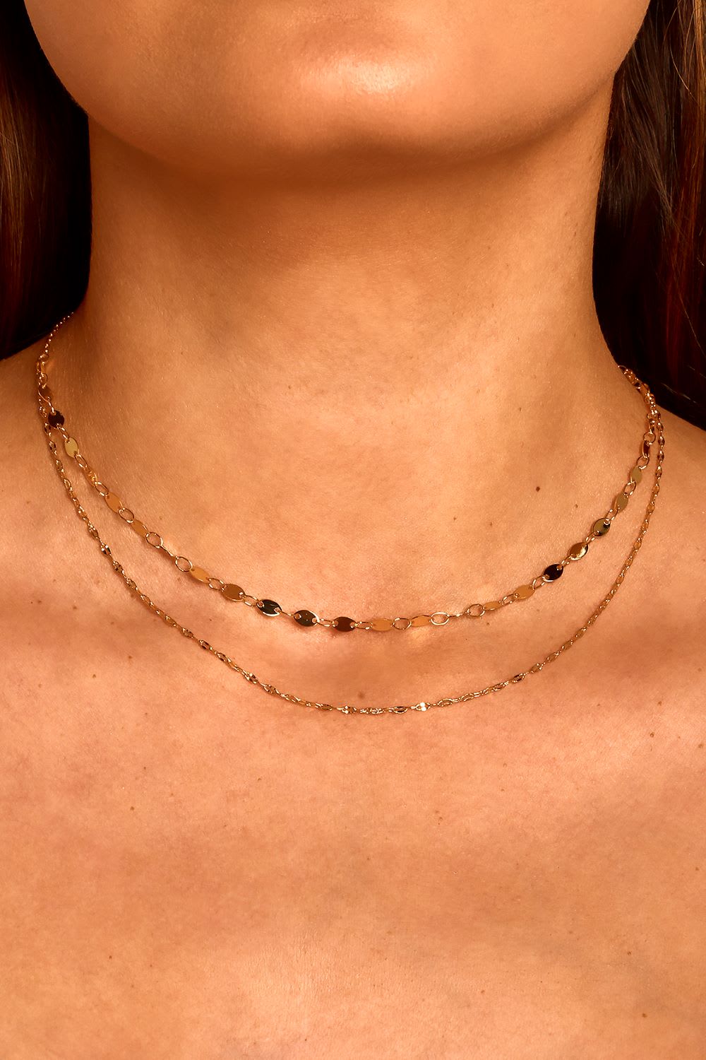 14kt gold layered choker necklace