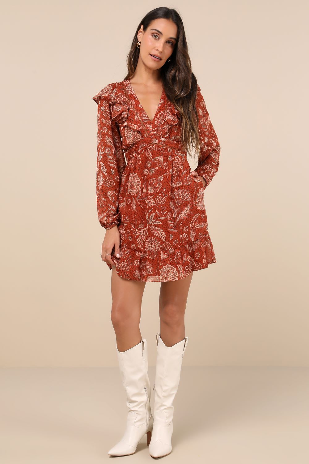 ruffled mini dress with pockets