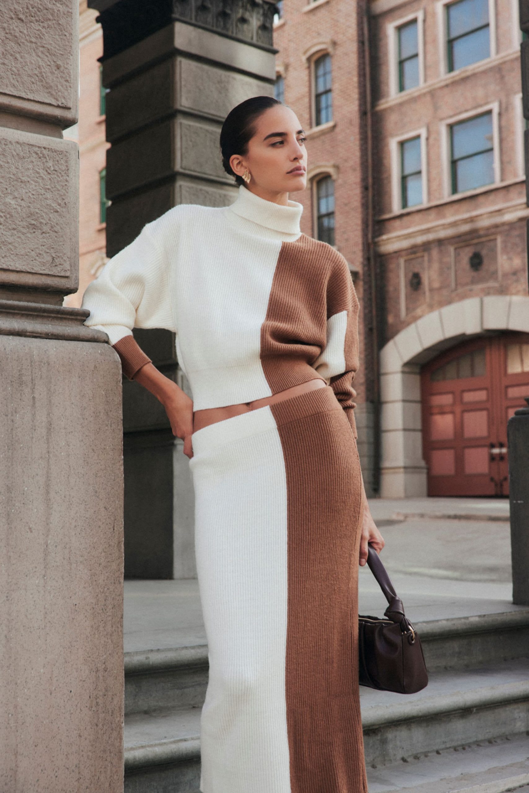 color block sweater dress set