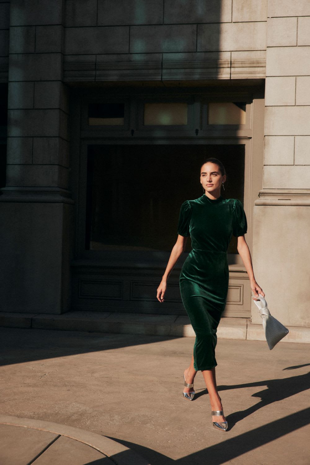 green velvet midi dress