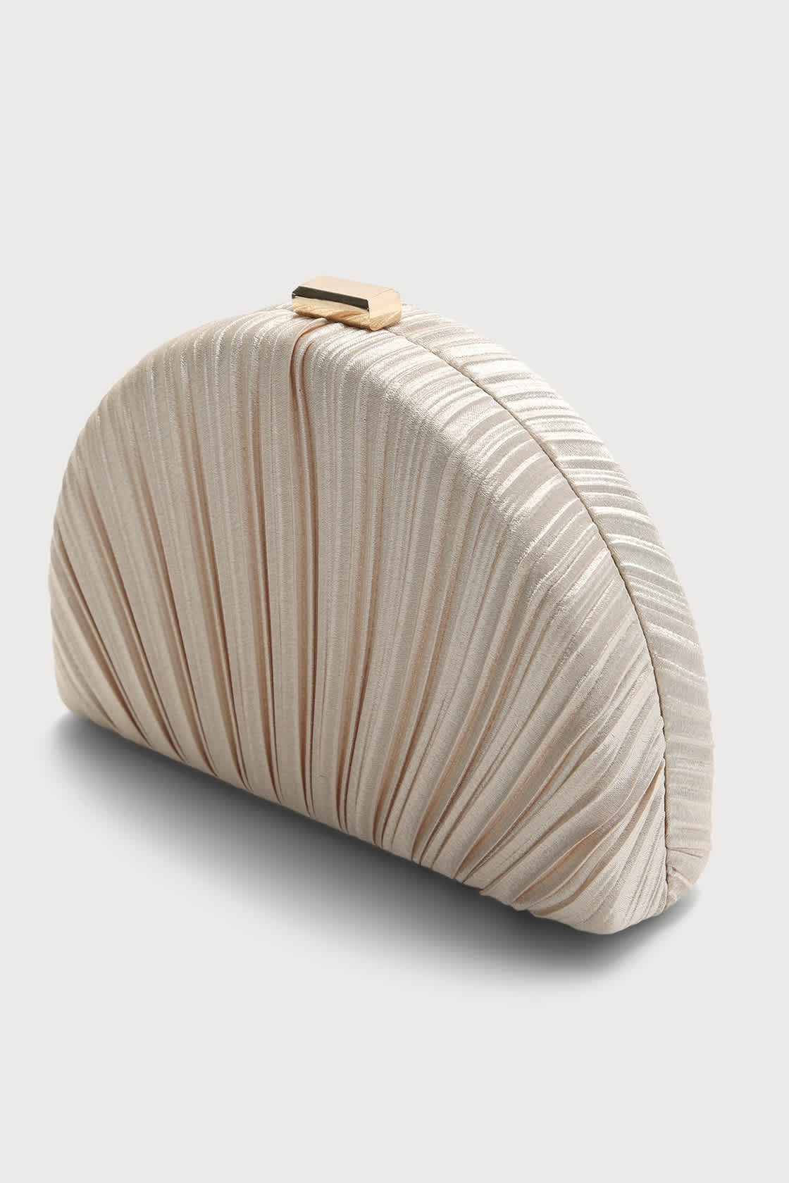 satin pleated hard clutch