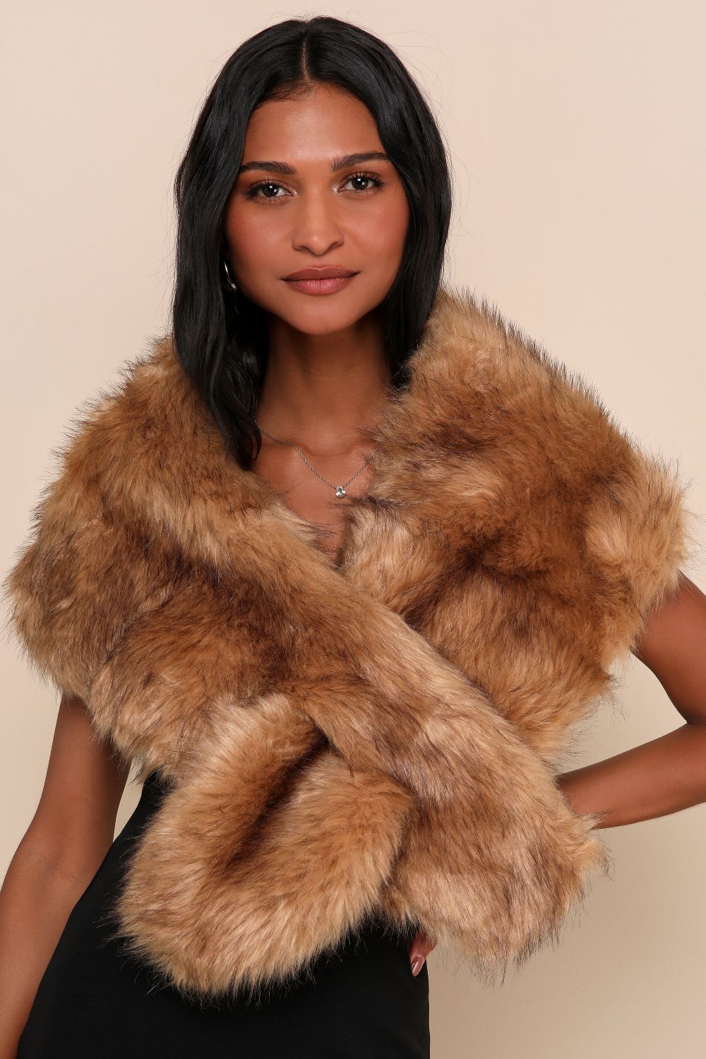 brown faux fur stole
