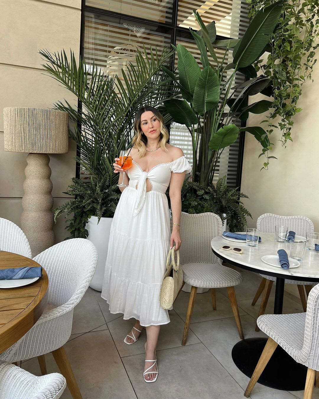 white tiered midi dress