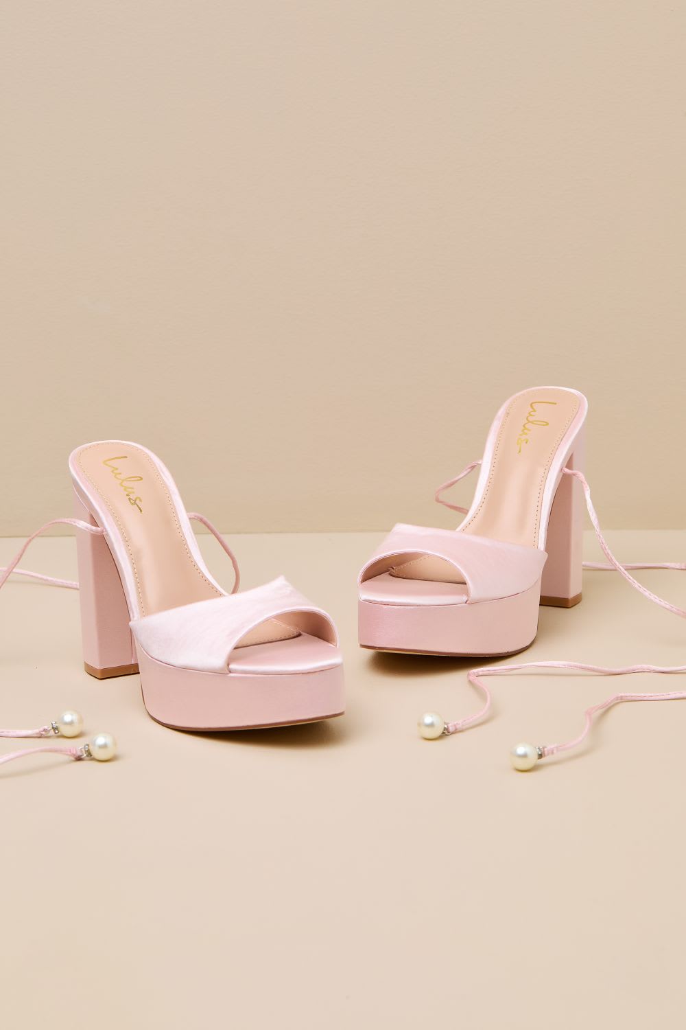 blush satin platform high heel sandals