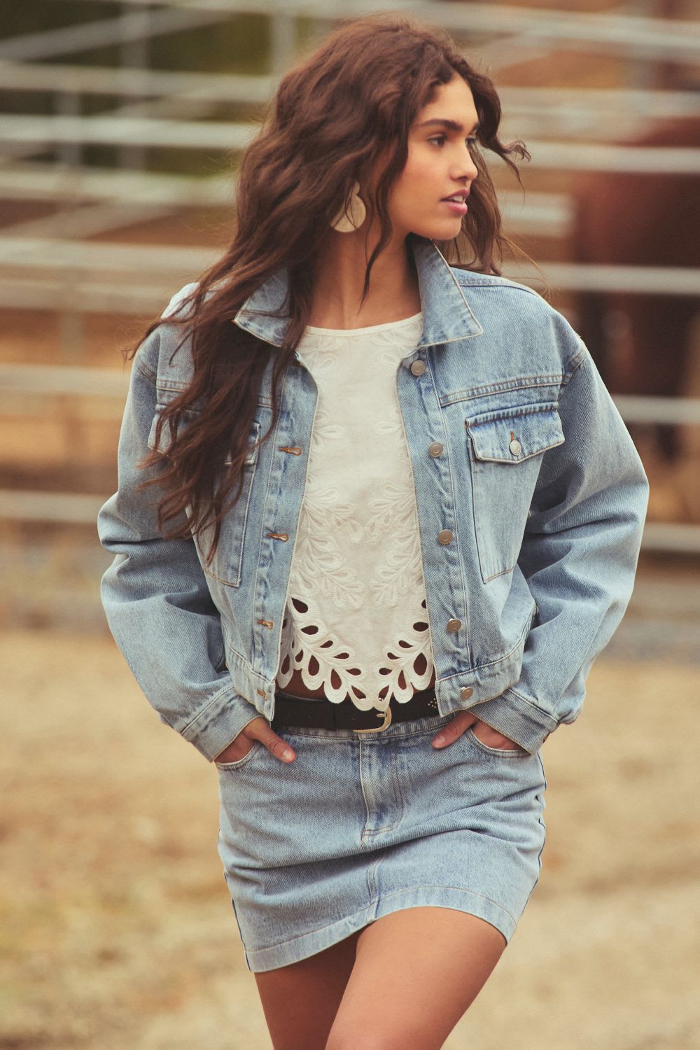 denim on denim outfit