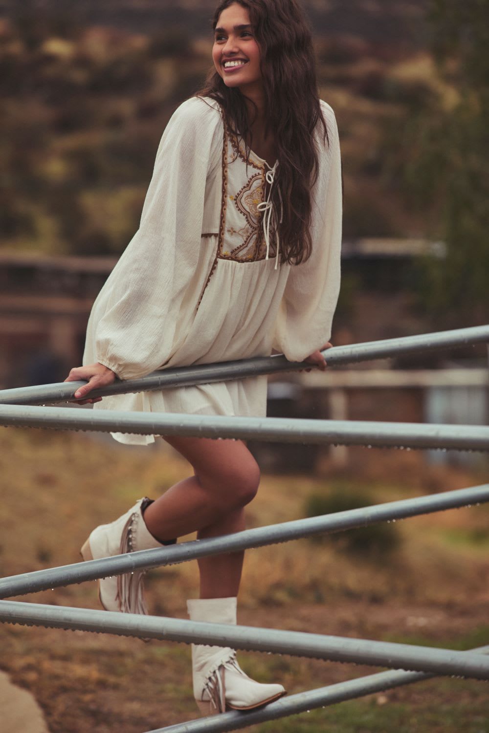 embroidered mini shift dress