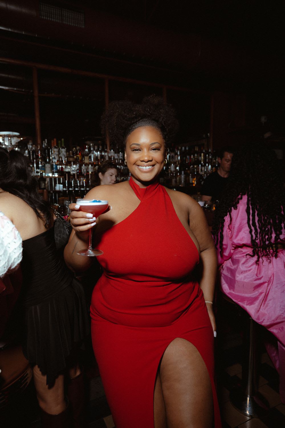 red asymmetrical cutout halter maxi dress