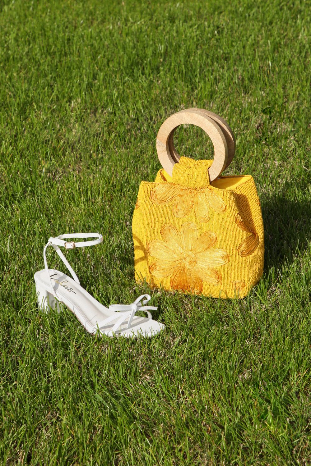 yellow woven bag
