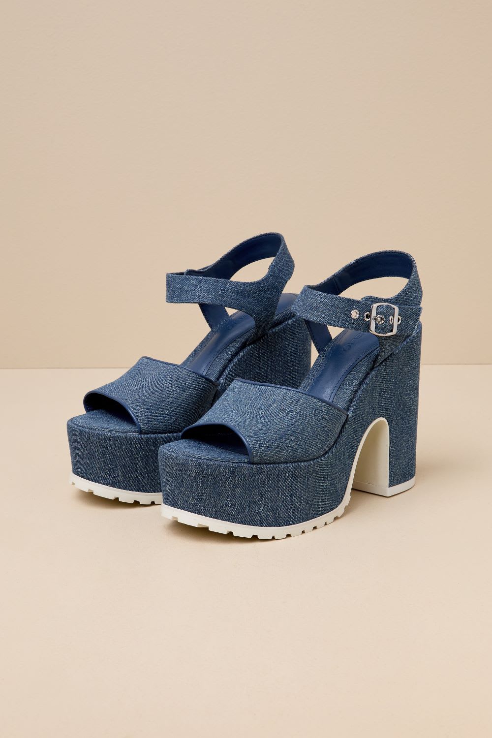 blue jean denim platform heels
