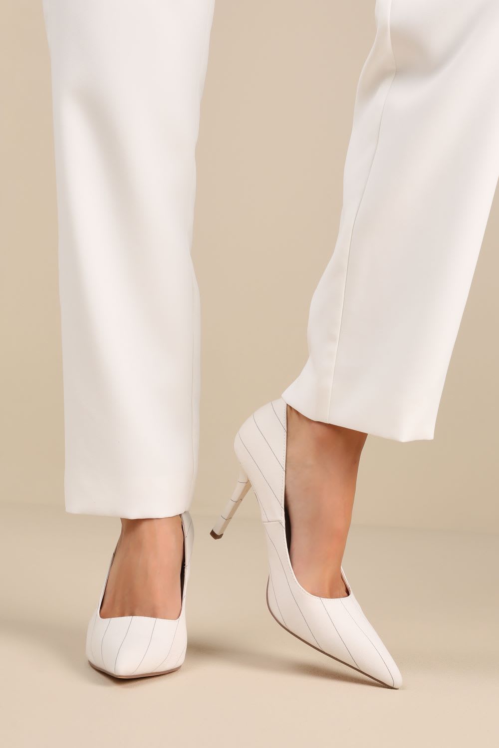 white striped pumps