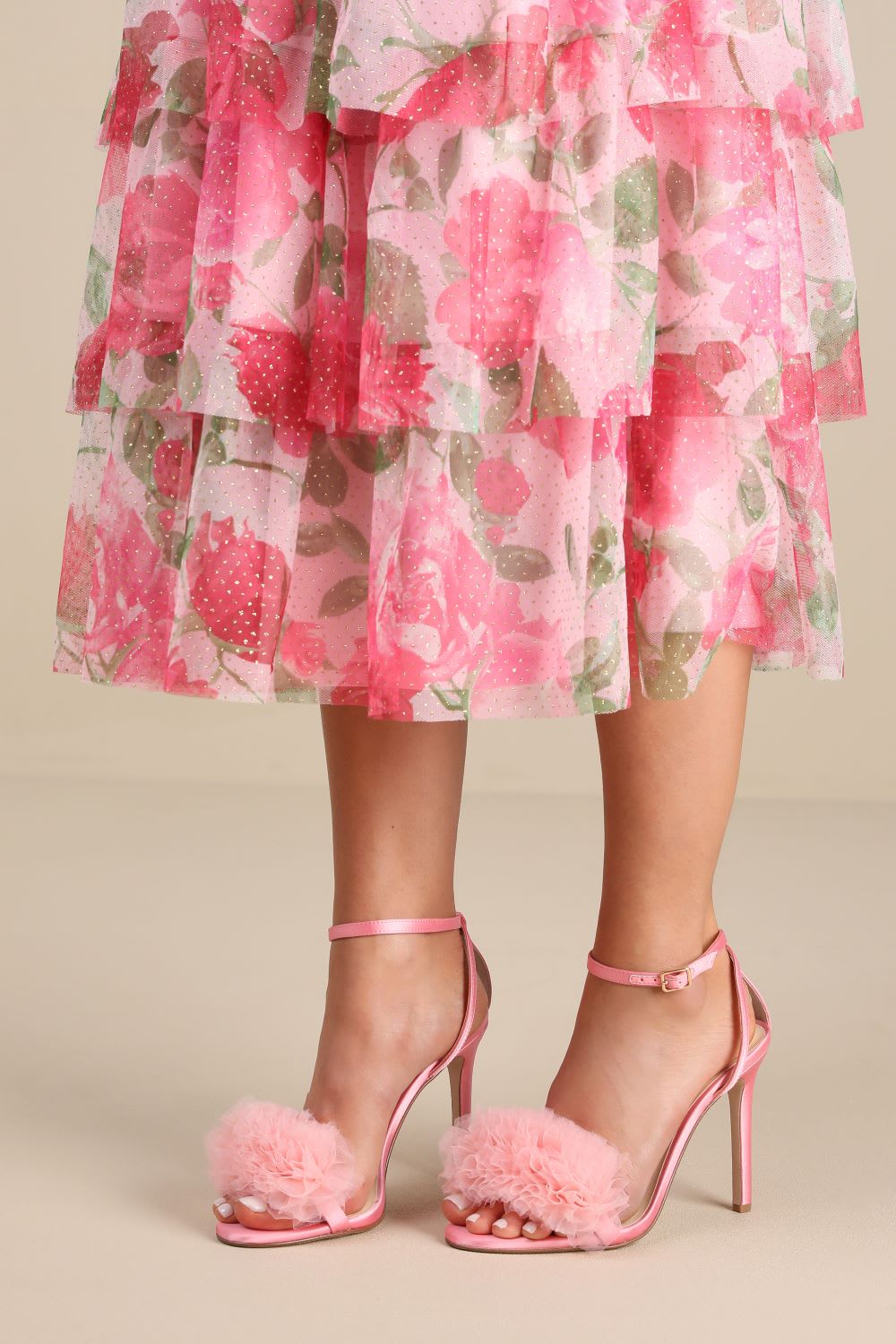 pink satin ankle strap high heel sandals