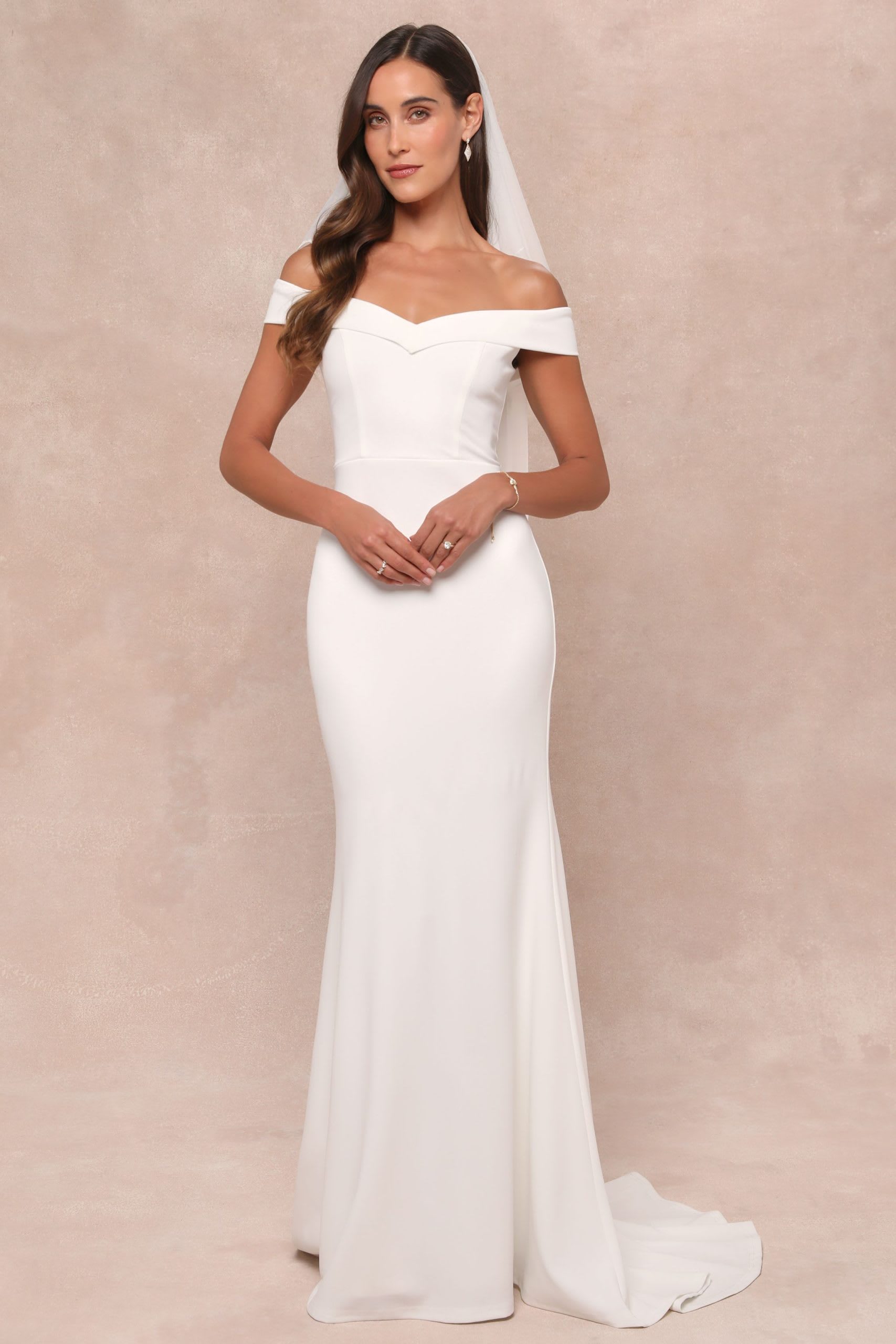 mermaid off the shoulder wedding dress