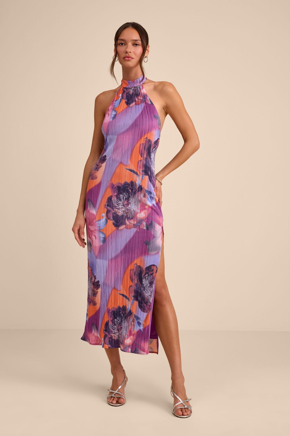 purple multi print maxi dress