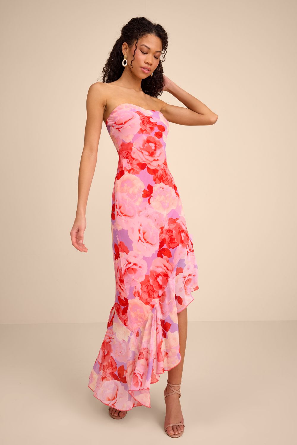 floral festive wedding guest dress