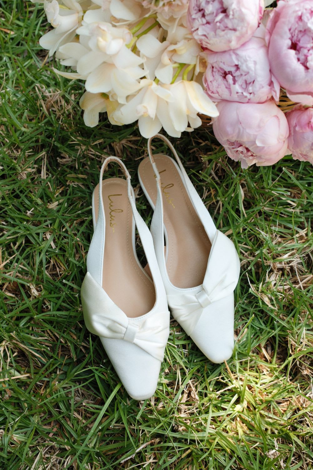 white satin flats