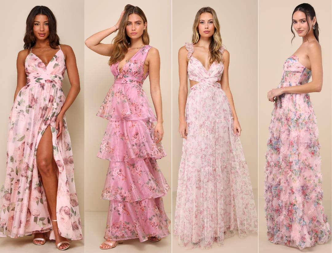 mismatched floral bridesmaid dresses